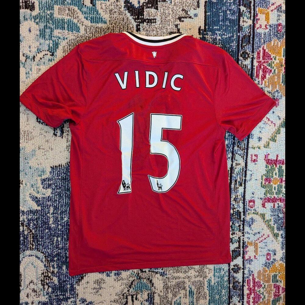 2011-12 Manchester United Home Nemanja Vidic Soccer Jersey Authentic Nike Red
